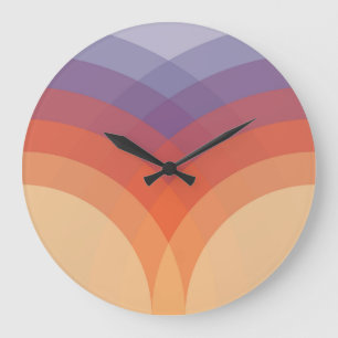 Purple, orange and blue colourful pastel arches large clock