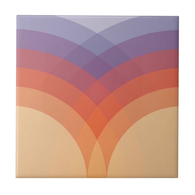 Purple, orange and blue colourful pastel arches tile (Front)