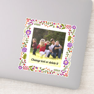 Purple, orange and green floral frame with photo
