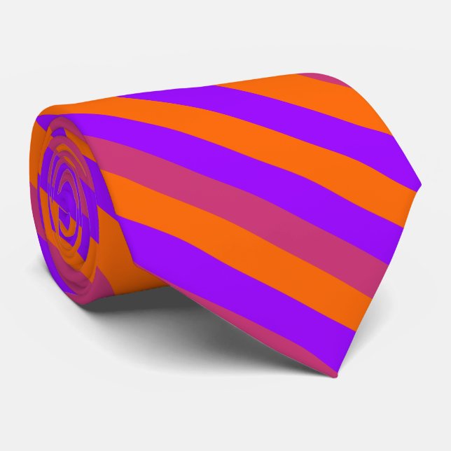 Purple, Orange and Pink  Stripes Tie (Rolled)