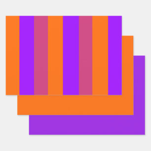 Purple, Orange and Pink  Stripes Wrapping Paper Sheet