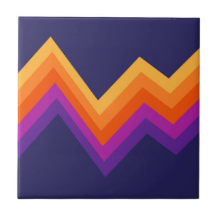 Purple, orange and yellow retro zigzag design tile