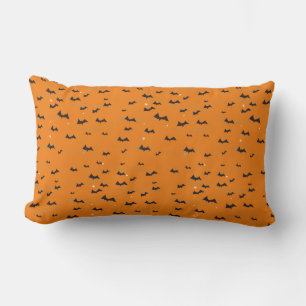 Purple Orange Bat Halloween Pillow