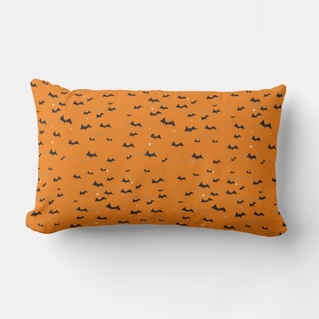 Purple Orange Bat Halloween Pillow (Front)