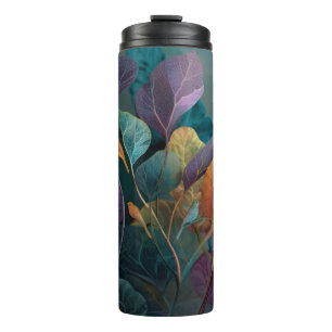 Purple Orange Birds & Botanical Pattern Water Bott Thermal Tumbler