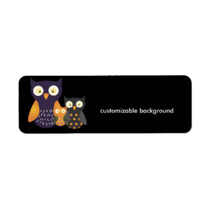 Purple/Orange/Blac Owls, customisable background