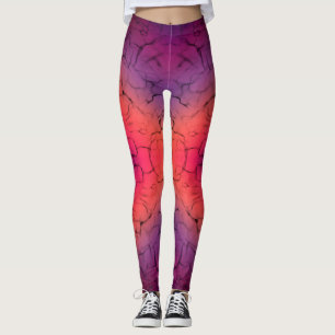 Purple Orange Black Abstract Design Pattern Leggings