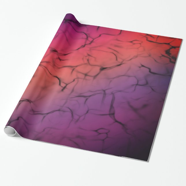 Purple Orange Black Abstract Design Pattern Wrapping Paper (Unrolled)