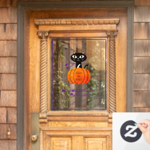Purple Orange Black Cat Pumpkin Halloween Party Window Cling