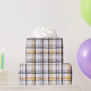 Purple Orange Black Cream Stripes Birthday Wrapping Paper