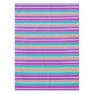 Purple Orange Blue Stripes  Tablecloth
