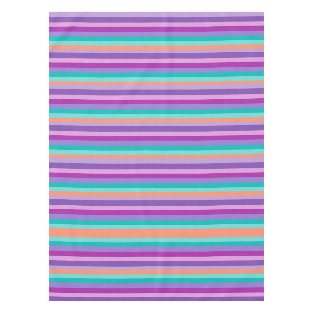 Purple Orange Blue Stripes  Tablecloth (Front)