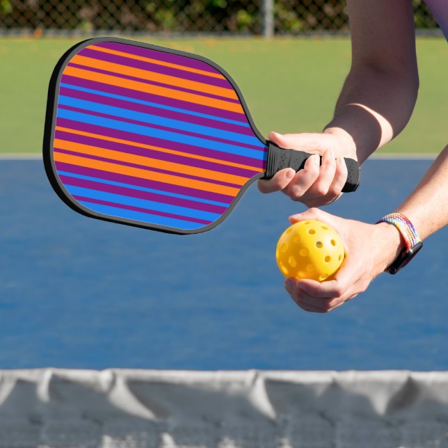 Purple Orange Blue Vertical Stripes Design   Pickleball Paddle (Insitu)