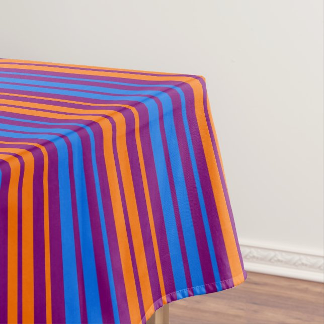 Purple Orange Blue Vertical Stripes Design   Tablecloth (In Situ)