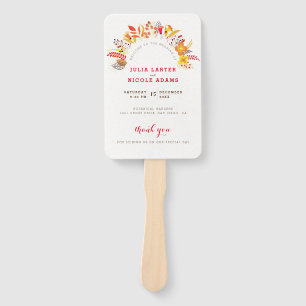 Purple Orange Boho Wildflower Foliage Wedding Hand Fan