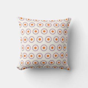 Purple & Orange Circle Dot Retro Design Cushion