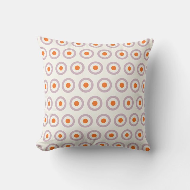 Purple & Orange Circle Dot Retro Design Cushion (Front)