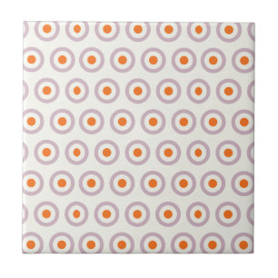 Purple & Orange Circle Dot Retro Design Tile