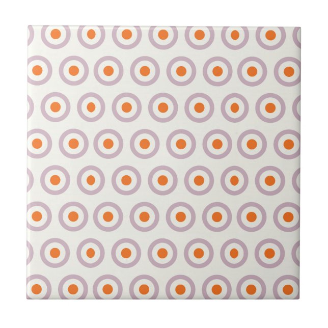 Purple & Orange Circle Dot Retro Design Tile (Front)
