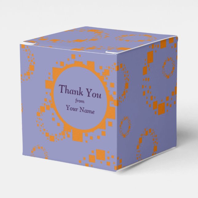 Purple Orange Circle Squares Pattern Festive Gift  Favour Box (Front Side)