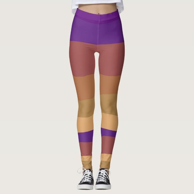 Purple & Orange Colourful Desert Leggings (Front)