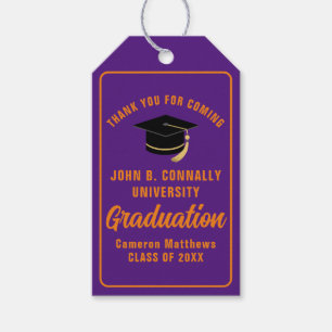 Purple Orange Custom 2024 Graduation Party Gift Tags