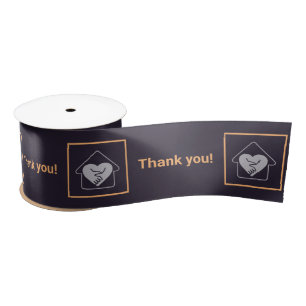 Purple & Orange Custom Logo Thank You Satin Ribbon