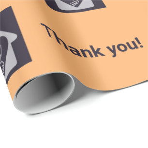Purple & Orange Custom Logo & Thank You Wrapping P Wrapping Paper