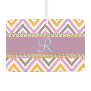 Purple Orange Diamond Chevron Car Air Freshener
