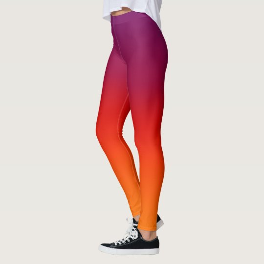 Purple Orange Fade Tahiti Sunset Tropical Nite Sky Leggings