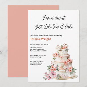 Purple & Orange Floral Tiered Cake Bridal Shower Invitation