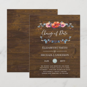 Purple Orange Floral Wedding Change of Date
