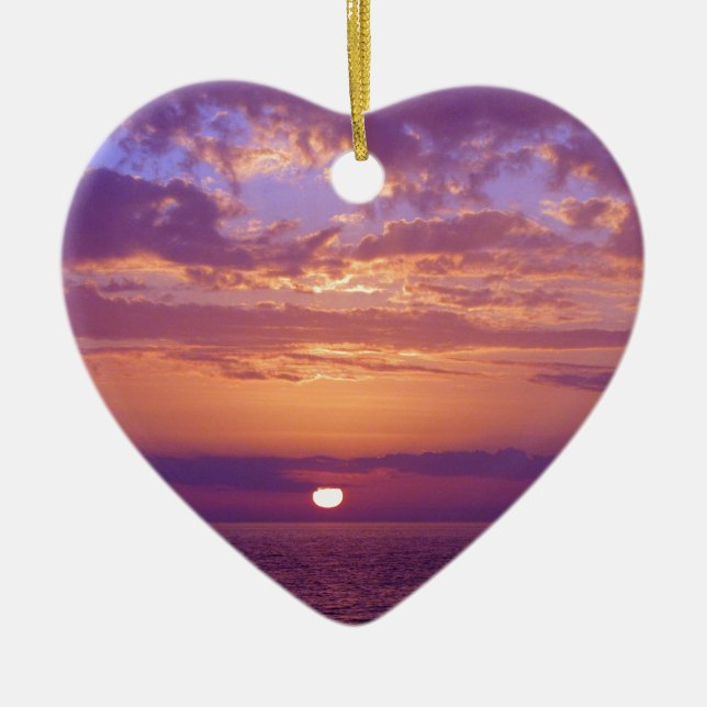 Purple Orange Florida Sunset Ceramic Tree Decoration (Front)