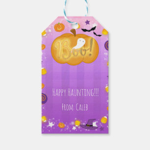 Purple  Orange Fun Whimsical Halloween Party Favou Gift Tags