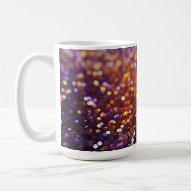 Purple Orange Glitter Background Coffee Mug (Left)