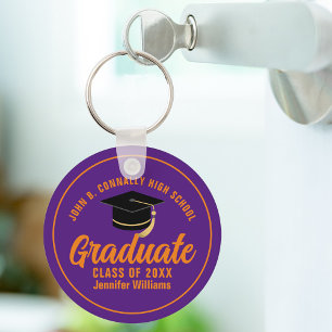 Purple Orange Graduate Custom 2024 Graduation Key Ring