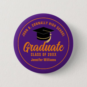 Purple Orange Graduate Custom Graduation Name Tag 6 Cm Round Badge