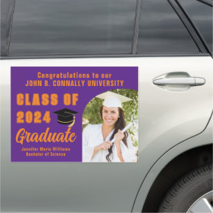 Purple Orange Graduate Photo Arch Graduation Car Magnet