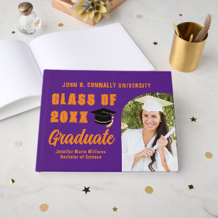 Purple Orange Graduate Photo Custom Graduation Guest Book