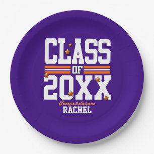 Purple Orange Graduating Class Year Paper Plate