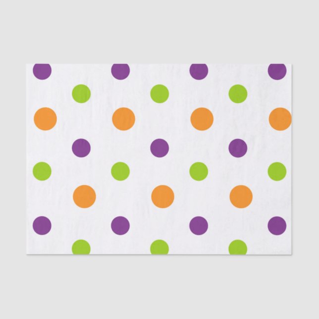 PURPLE ORANGE GREEN HALLOWEEN POLKA DOTS TISSUE PAPER (Front)