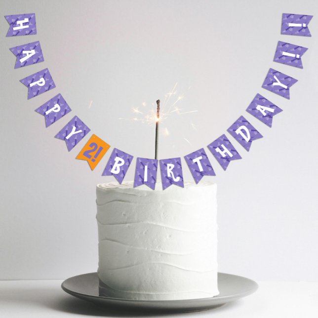 Purple & orange Halloween kids birthday party Bunting (Purple and orange Halloween themed birthday party Bunting Flags
)