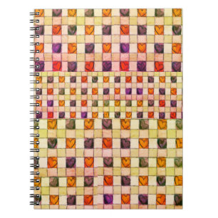 Purple orange heart gingham Note book