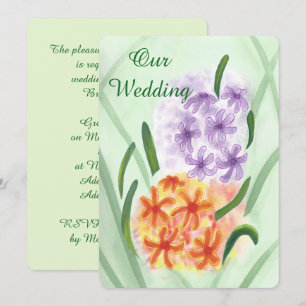 Purple Orange Hyacinth Flowers Wedding Invites