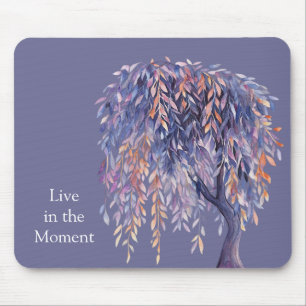 Purple Orange Leaves Tree Mouse Mat