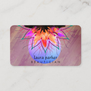 Purple Orange Lotus Flower Massage Yoga Teacher Business Card