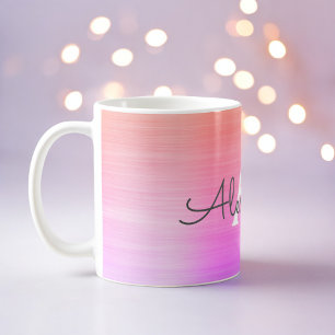 Purple Orange Metallic Monogram Name & Initial Coffee Mug