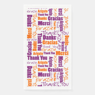 Purple Orange Multilingual Thank You Typography Napkin