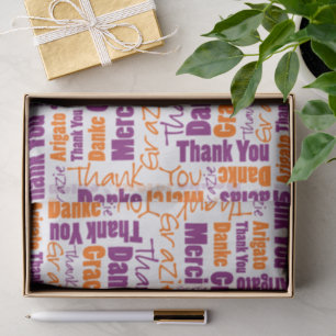 Purple Orange Multilingual THANK YOU Word Collage Tissue Paper