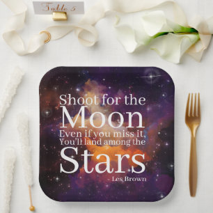 Purple Orange Nebula Inspirational Quote Paper Plate